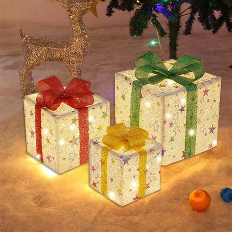 pre lit christmas present boxes